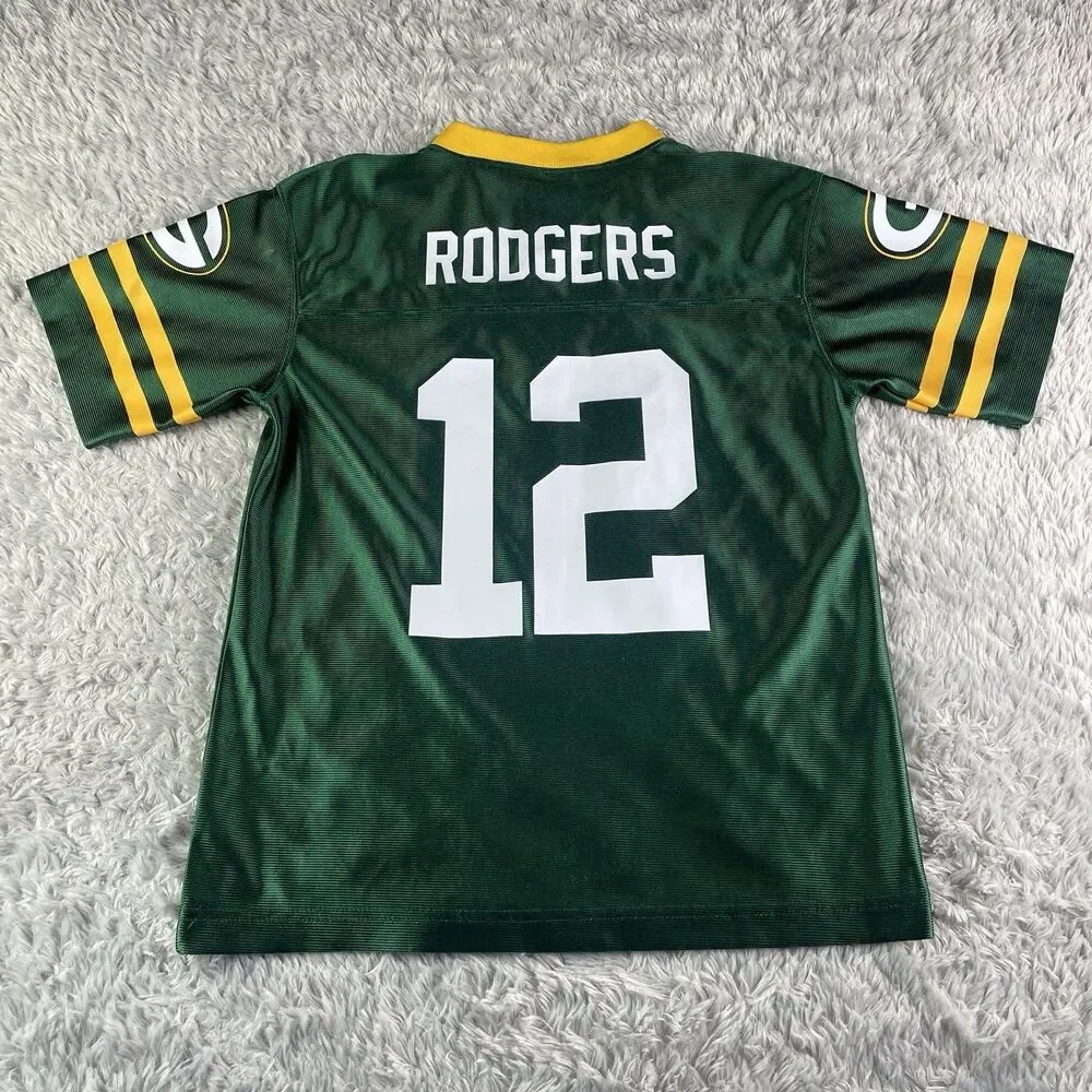 Aaron Rodgers Green Bay Packers Jersey Youth Large Green NFL Football Retro